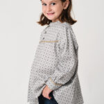 Blusón fallero Coqueta niña lateral - estampado circular dorado