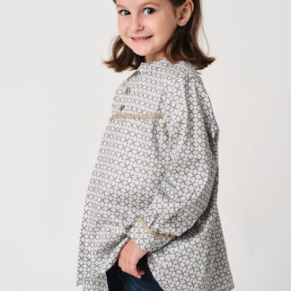 Blusón fallero Coqueta niña lateral - estampado circular dorado